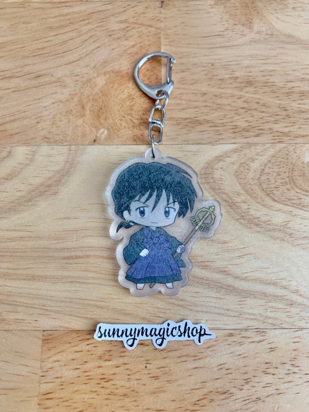 InuYasha Anime Acrylic Chibi Cute Keychain Miroku Buddhist Monk Wind Tunnel